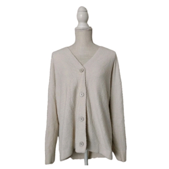 Barefoot Dreams Sweaters - Barefoot Dreams CozyChic Lite Cardigan Button Front Cream Women's Size L